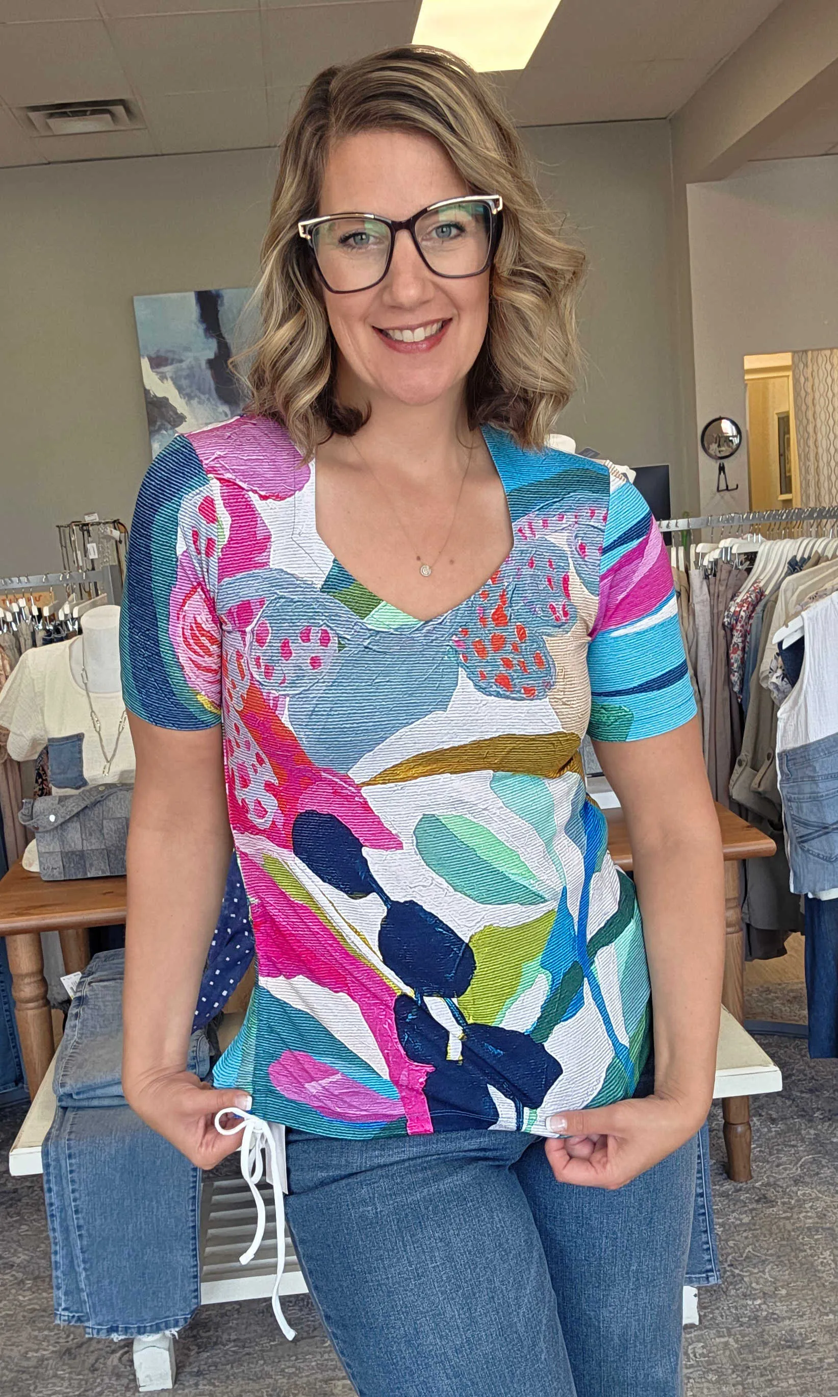 Textured Drawstring Top sold by Revolution Boutique