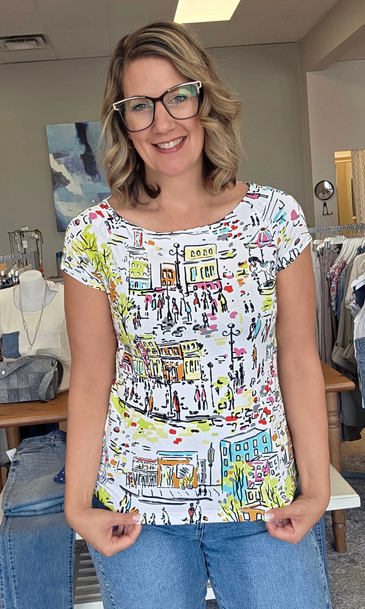 Cap Sleeve Citsyscape Top sold by Revolution Boutique