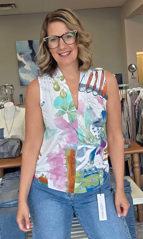 Mixed Media V-Neck Top sold by Revolution Boutique