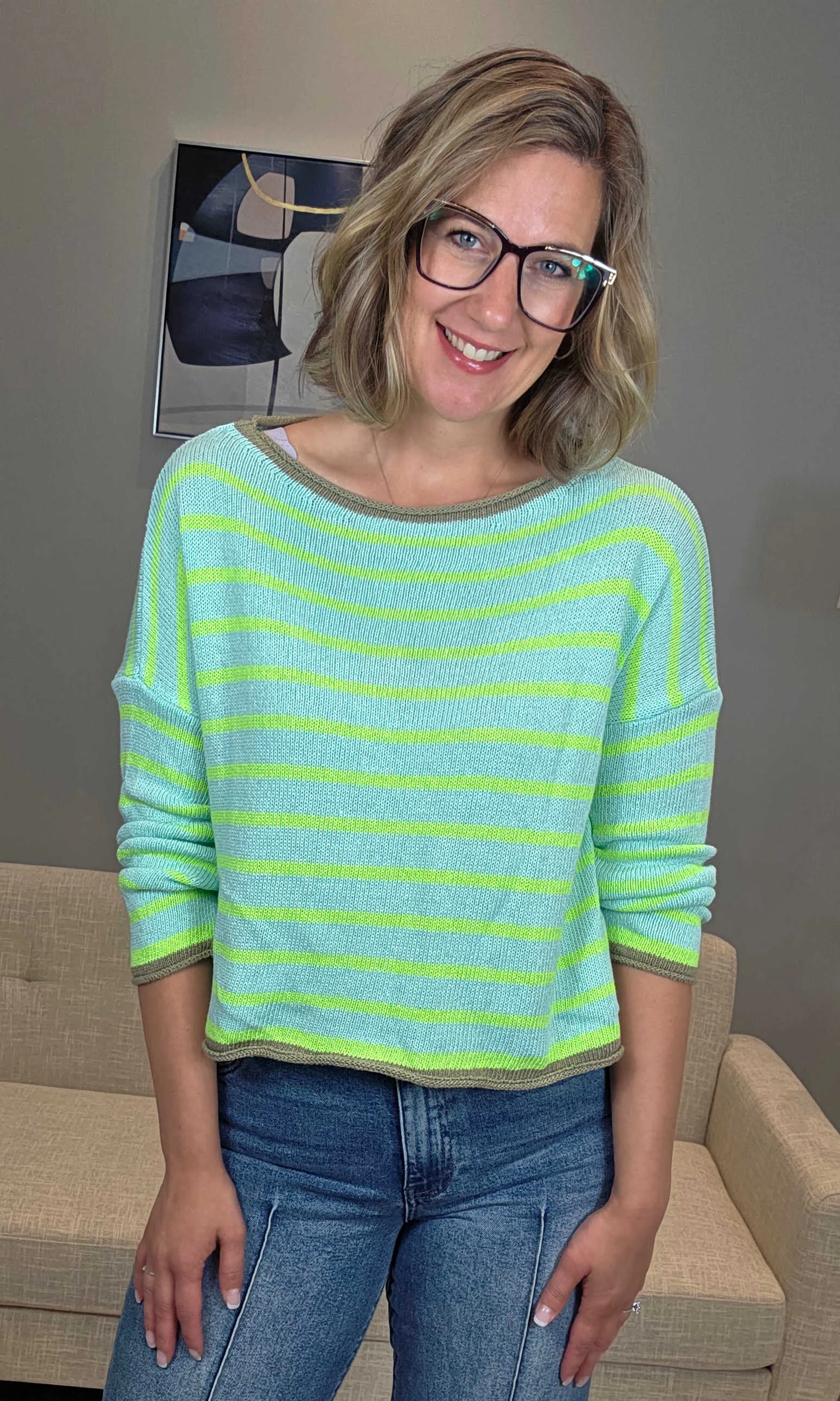 Rolled Hem Striped Sweater sold by Revolution Boutique