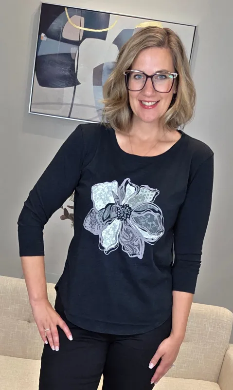 Hi Lo Decoupage Flower Top sold by Revolution Boutique