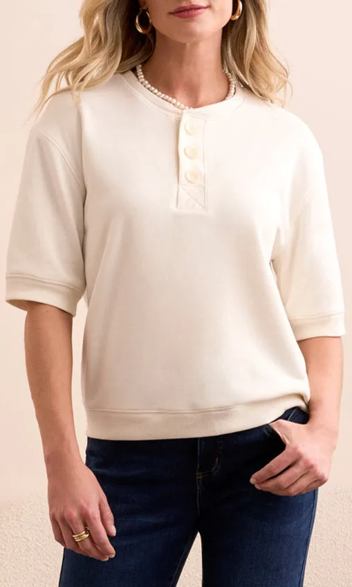 Henley Elbow Sleeve Top sold by Revolution Boutique