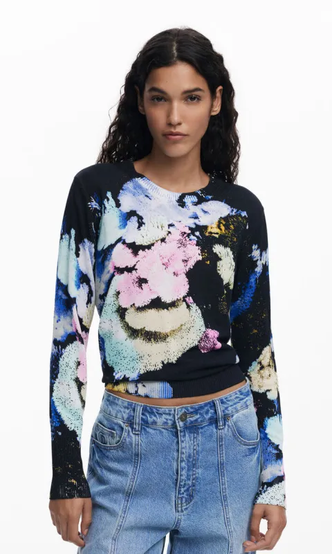 Desigual Floral Ribbed Hem Top sold by Revolution Boutique