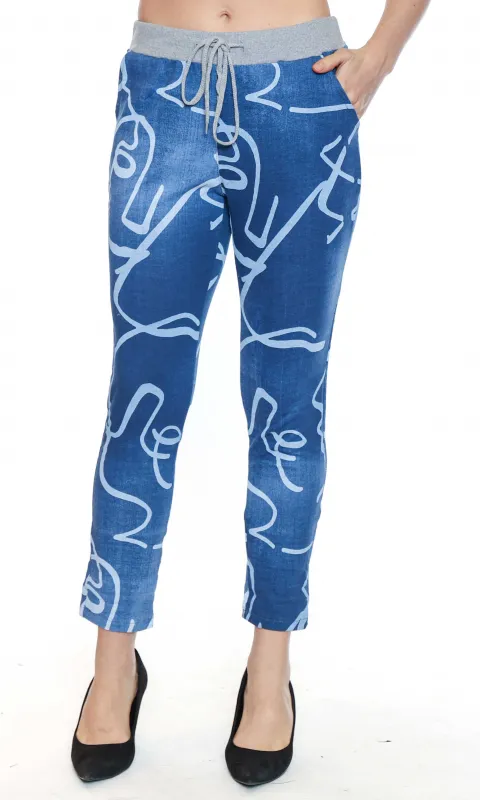 Denim-Look Abstract Jogger sold by Revolution Boutique