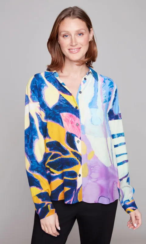 Abstract Button-Down Blouse sold by Revolution Boutique