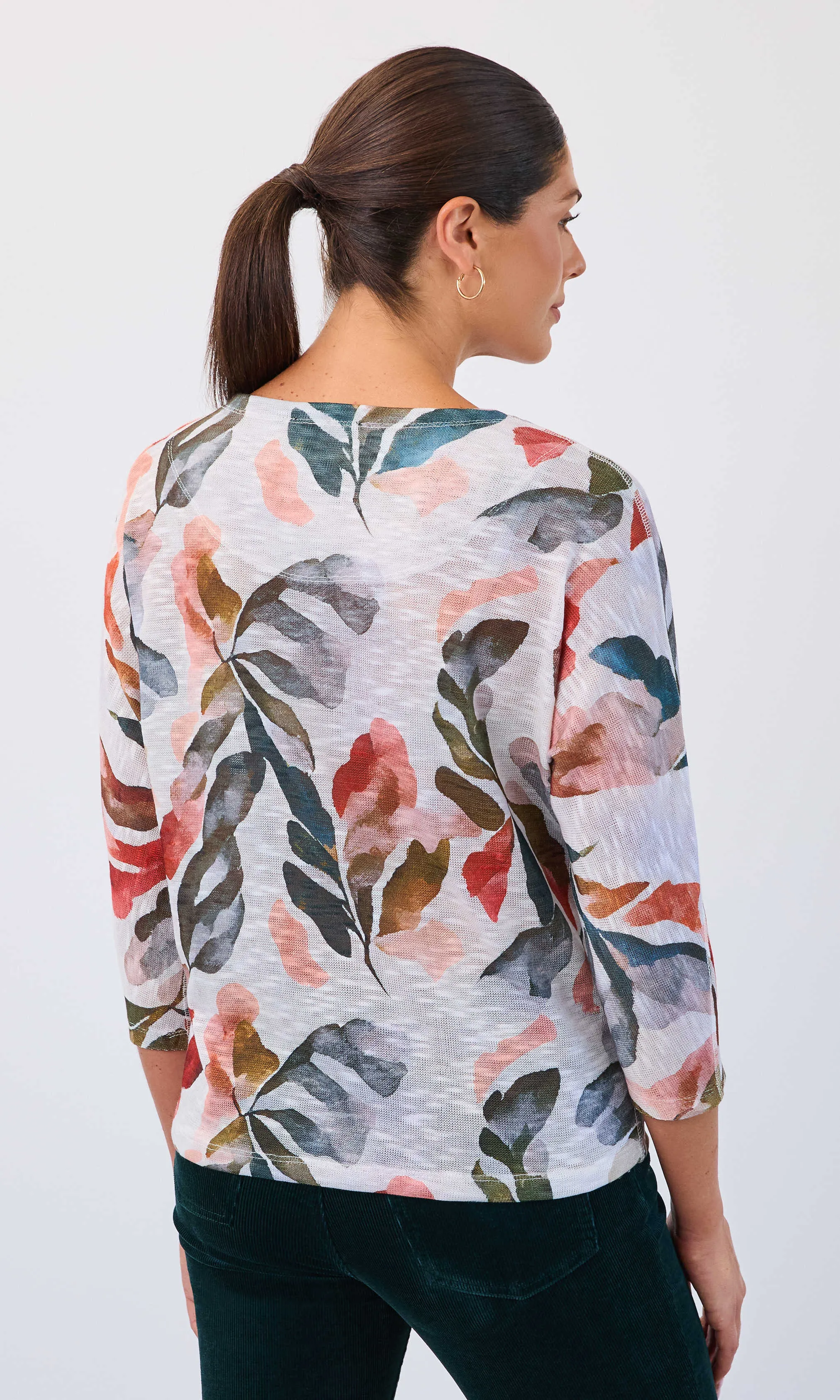 Leaf-Print Loose Weave Top sold by Revolution Boutique product image thumbnail 2