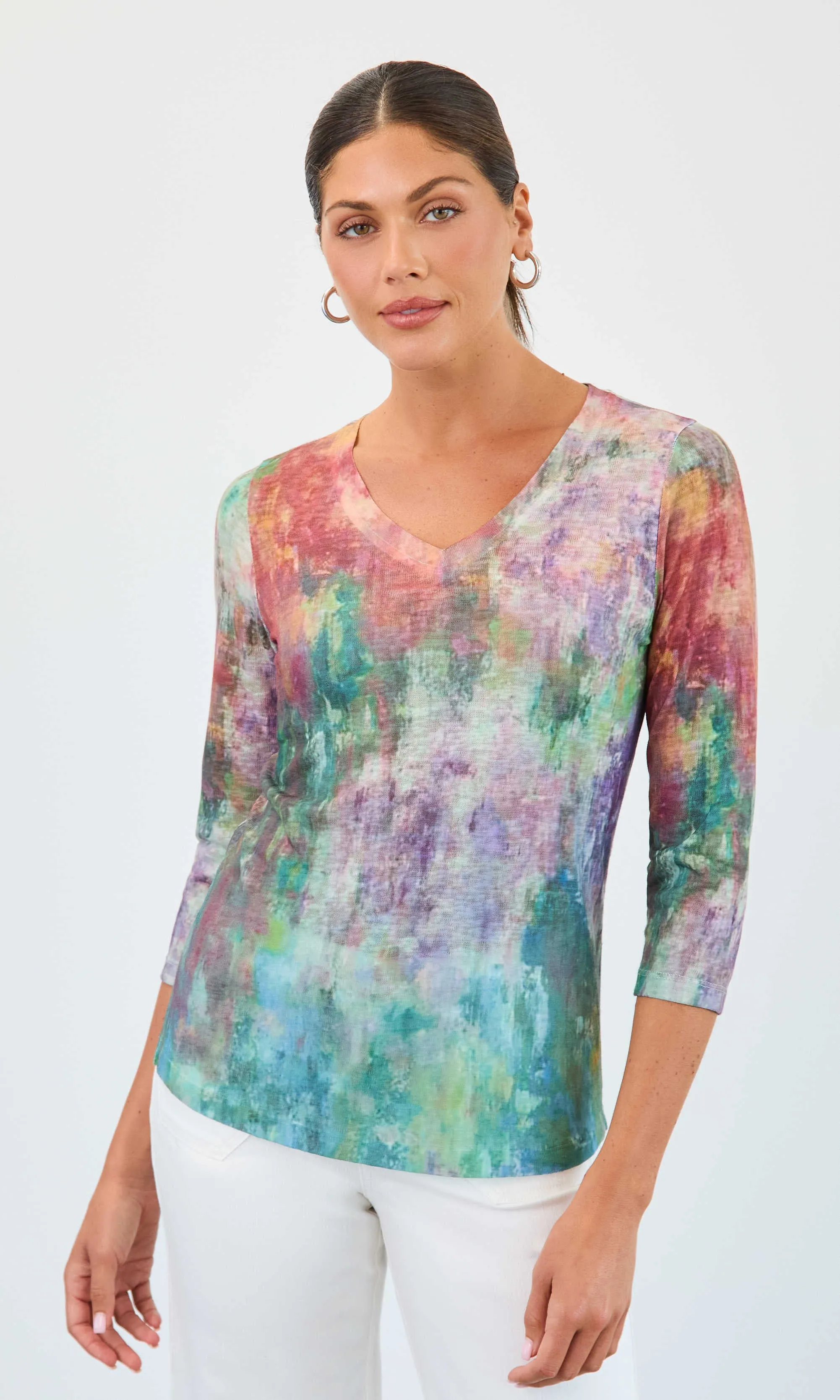 Watercolor V-Neck Top sold by Revolution Boutique