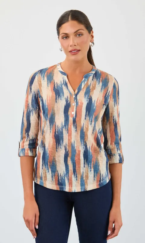 Henley Top With Three-Button Placket sold by Revolution Boutique