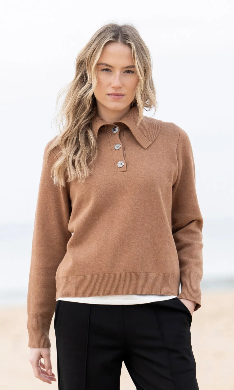 Button Placket Polo Sweater sold by Revolution Boutique