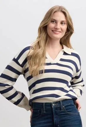 Classic Stripe Polo Sweater sold by Revolution Boutique
