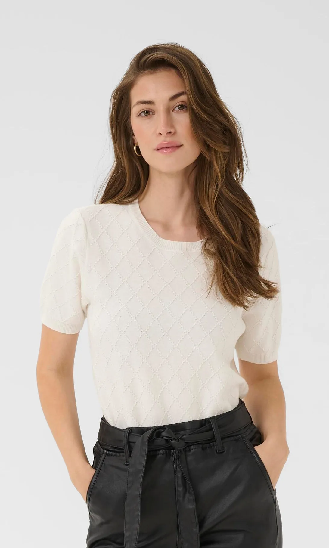 Short-Sleeve Pointelle Sweater sold by Revolution Boutique