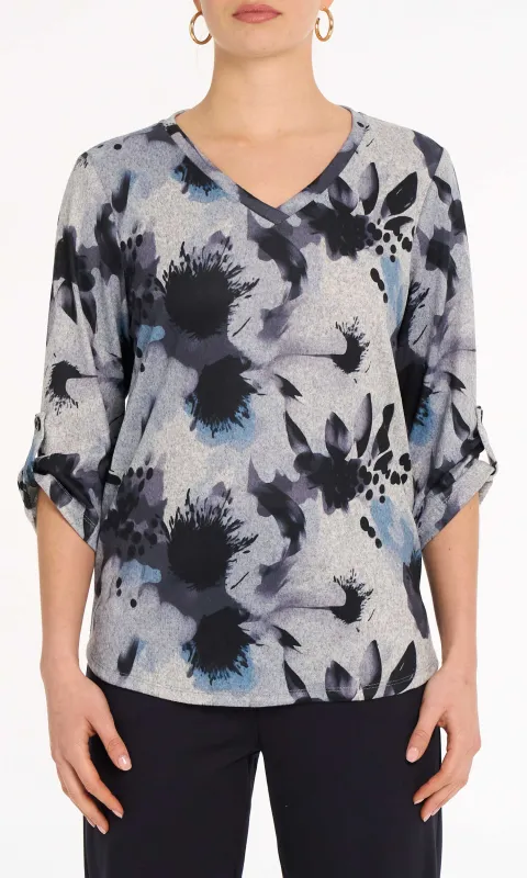 V-Neck Top With Roll-Tab Sleeves sold by Revolution Boutique