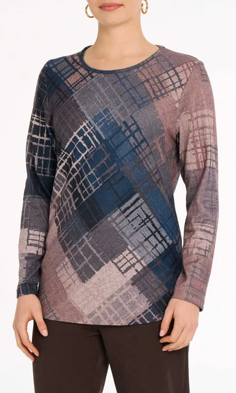 Multi-Tonal Plaid Print Soft Jersey Top sold by Revolution Boutique