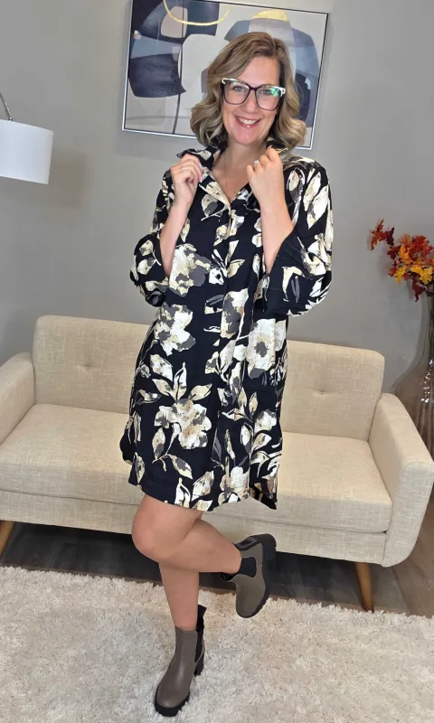 Floral Print Button Placket Dress sold by Revolution Boutique