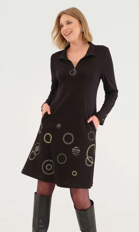 Zip Neckline A-Line Dress sold by Revolution Boutique