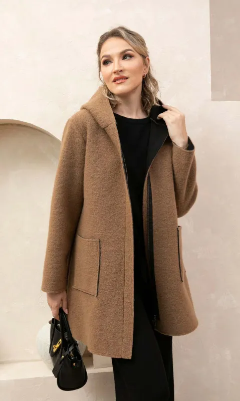 Wool Blend Zip Coat sold by Revolution Boutique