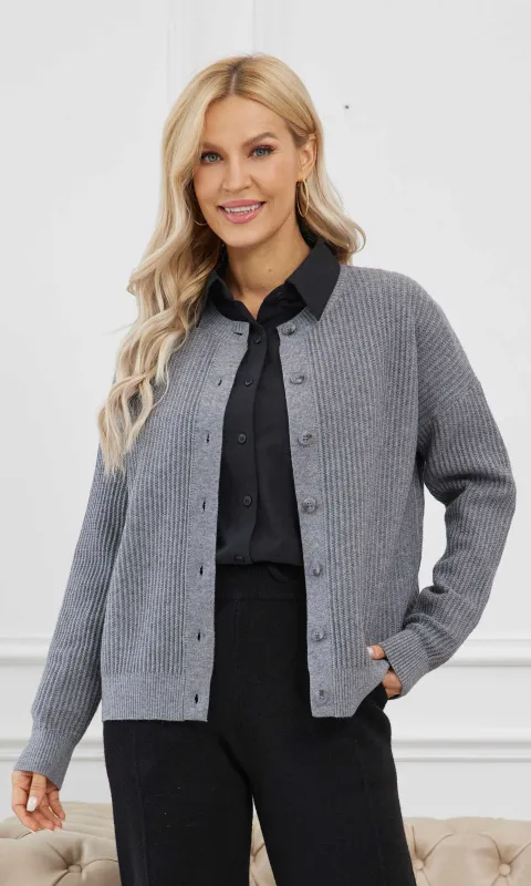 Ribbed Knit Button Down Cardigan sold by Revolution Boutique