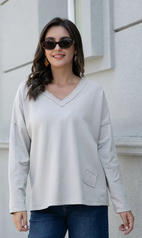 Corduroy Trimmed Cotton Top sold by Revolution Boutique