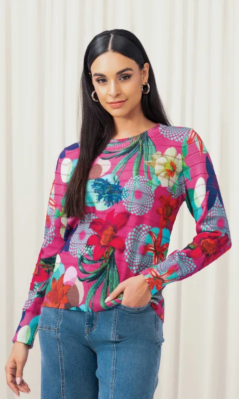 Floral Textured Knit Top sold by Revolution Boutique