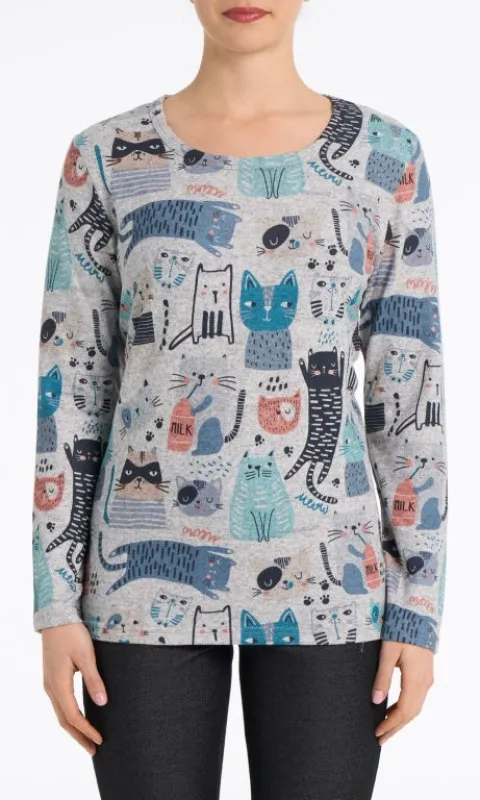 Whimsy Cat Rhinestone Top sold by Revolution Boutique