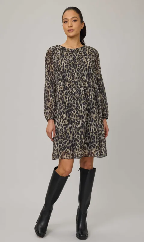 Leopard Print Plisse Dress sold by Revolution Boutique