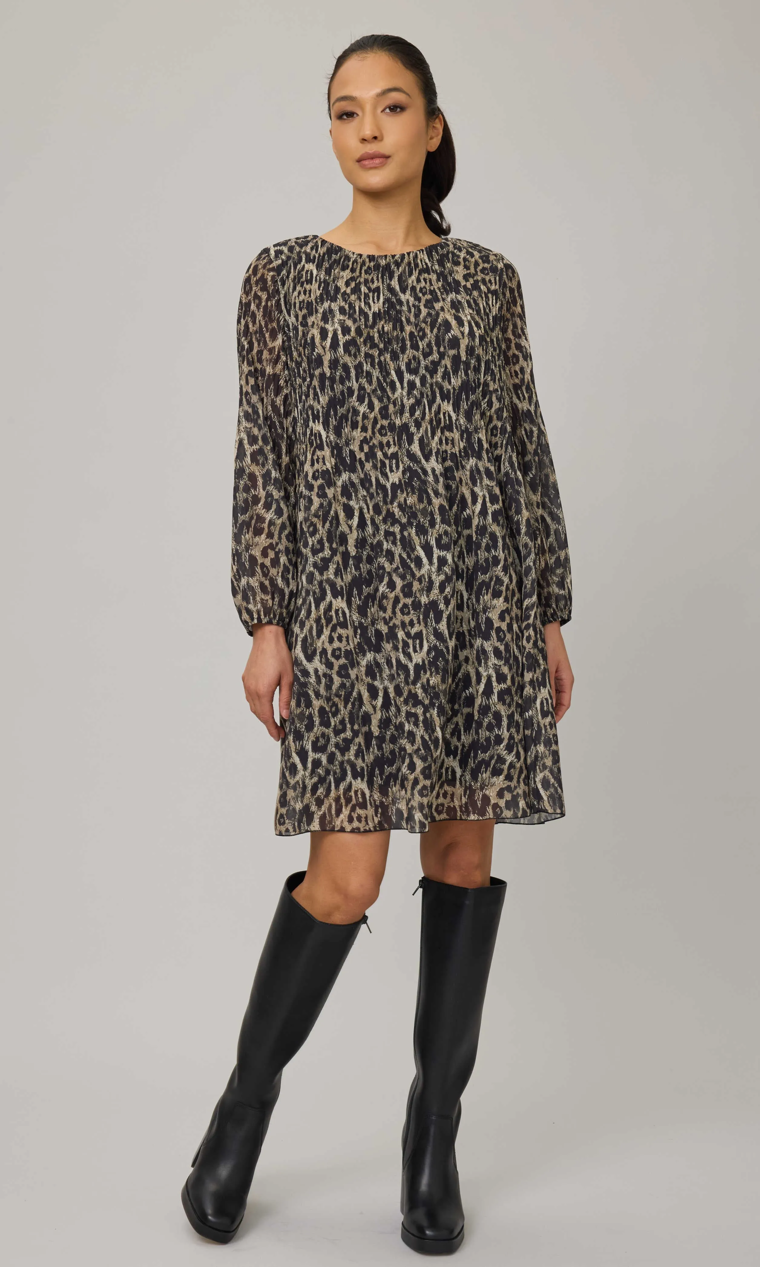 Leopard Print Plisse Dress sold by Revolution Boutique