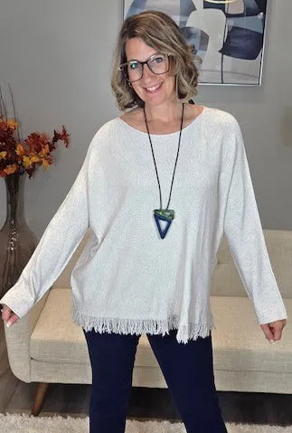 Fringe Hem Soft Knit Sweater sold by Revolution Boutique