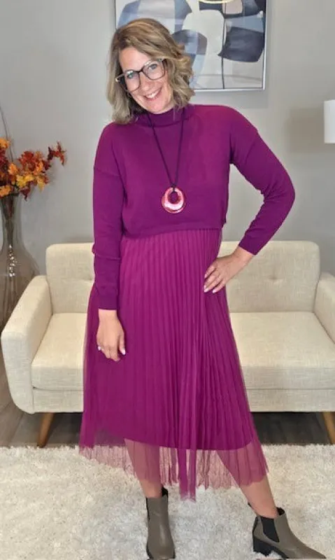 Pleated Dress W/ Cotton Topper sold by Revolution Boutique