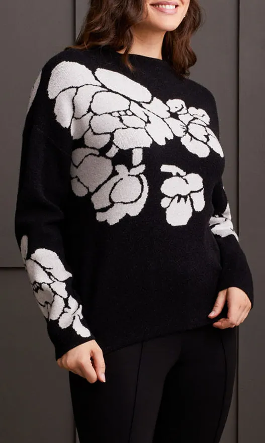 Funnel Neck Floral Intarsia Sweater sold by Revolution Boutique