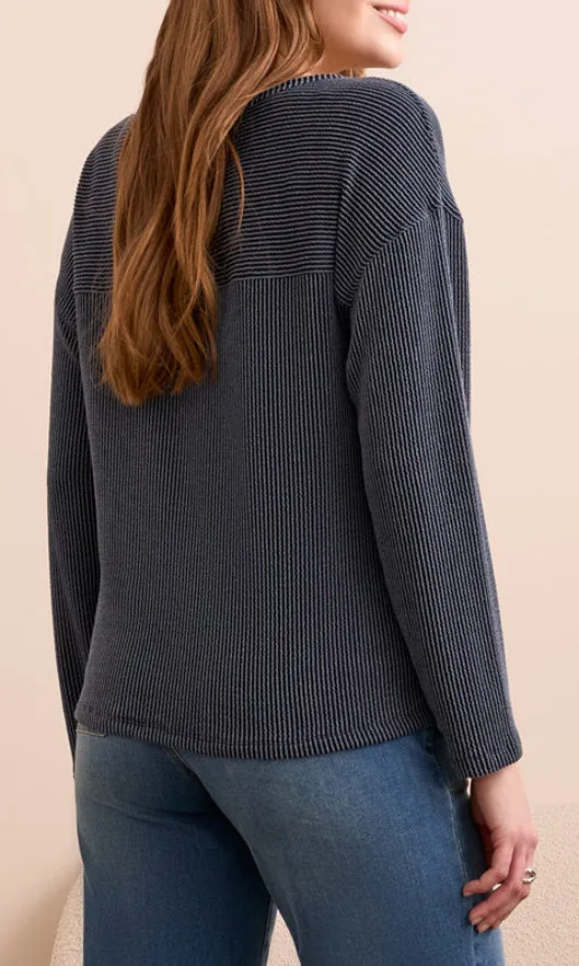 Ribbed Knit Notch Collar Top sold by Revolution Boutique product image thumbnail 2