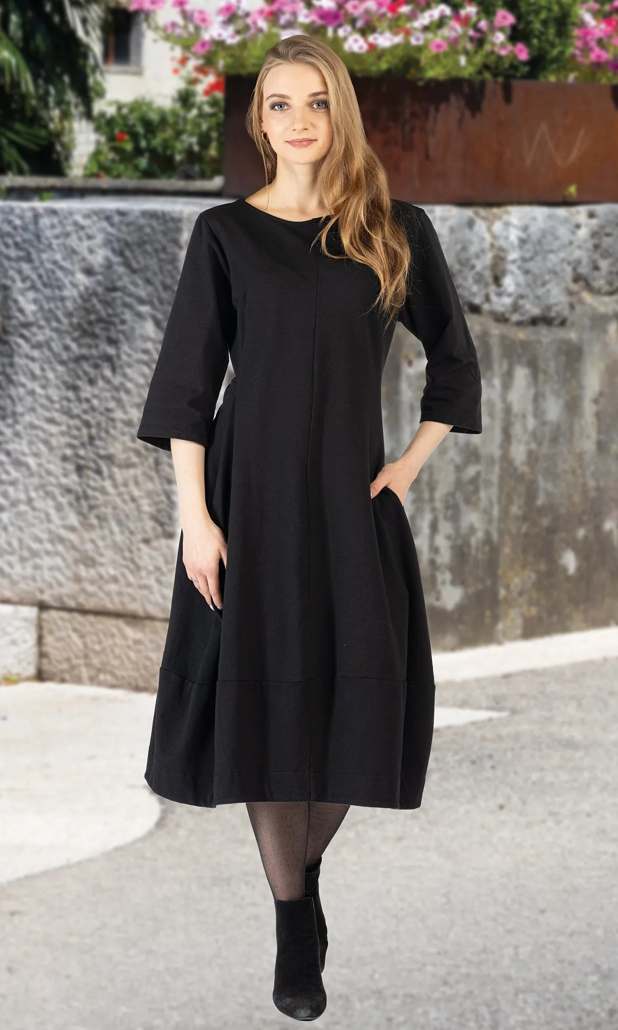 Cuffed Sleeve A-Line Dress sold by Revolution Boutique