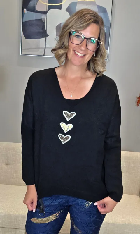 Sequin Heart Detail Sweater sold by Revolution Boutique