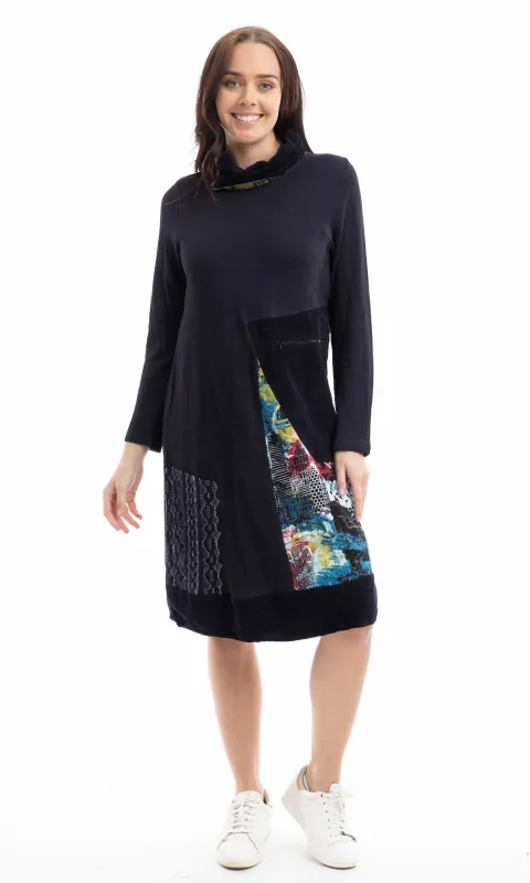 Cowl Neck Patchwork Dress sold by Revolution Boutique