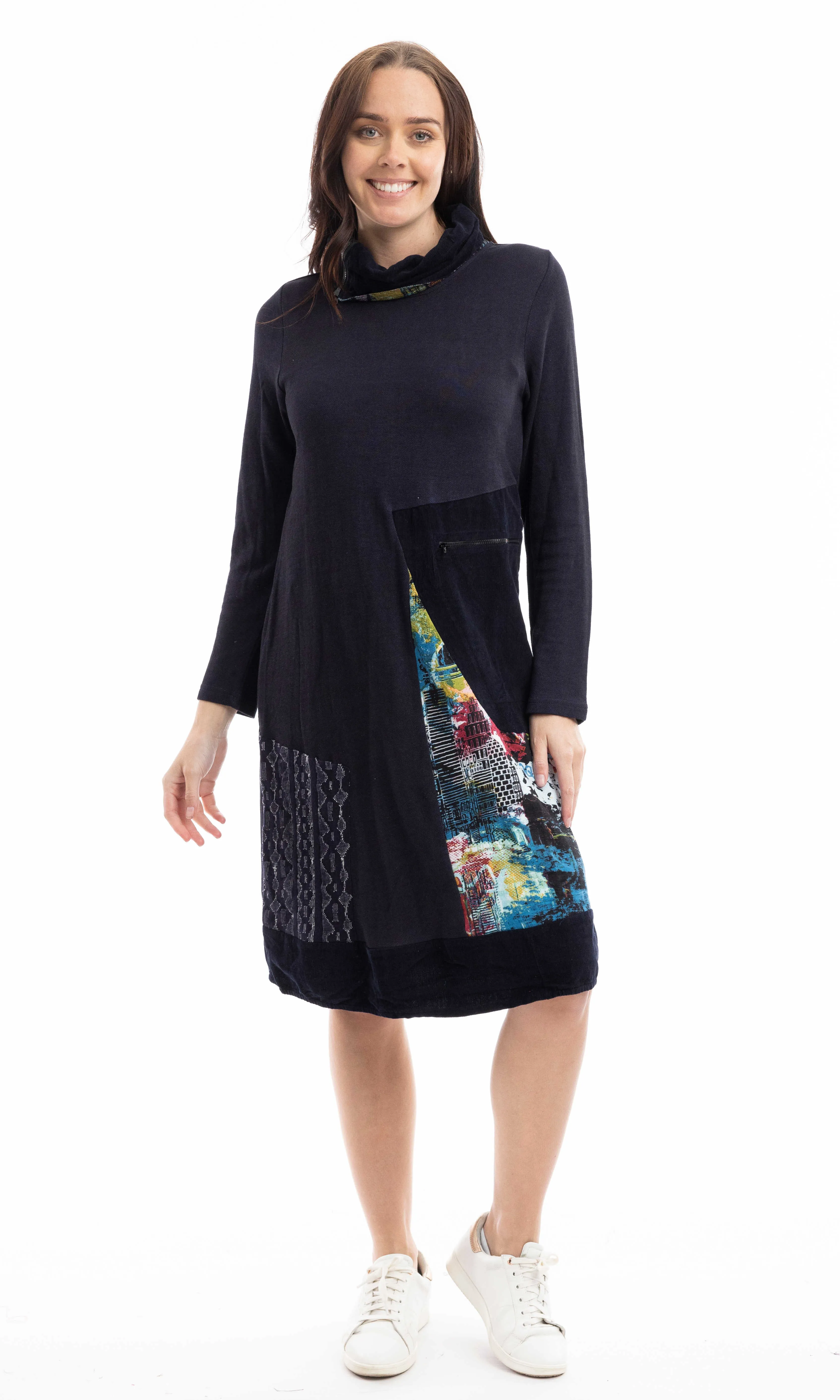 Cowl Neck Patchwork Dress sold by Revolution Boutique