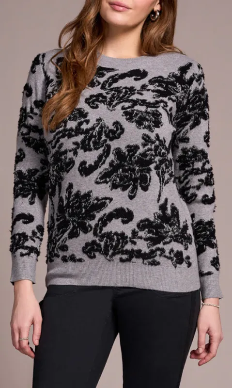 Floral Textured Crew Neck Sweater sold by Revolution Boutique