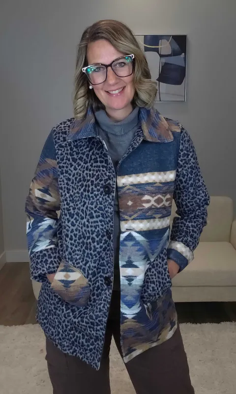 Mixed Print Shacket sold by Revolution Boutique