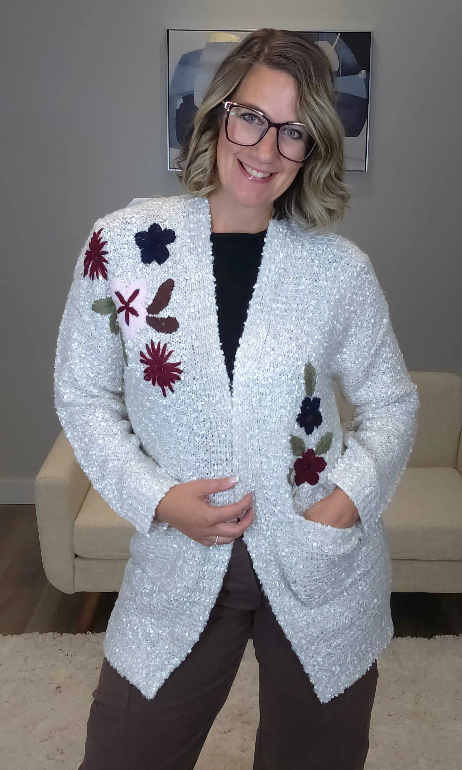 Floral Applique Detail Cardigan sold by Revolution Boutique