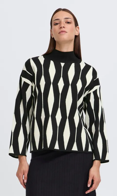 Mock Neck Geo-Print Sweater sold by Revolution Boutique