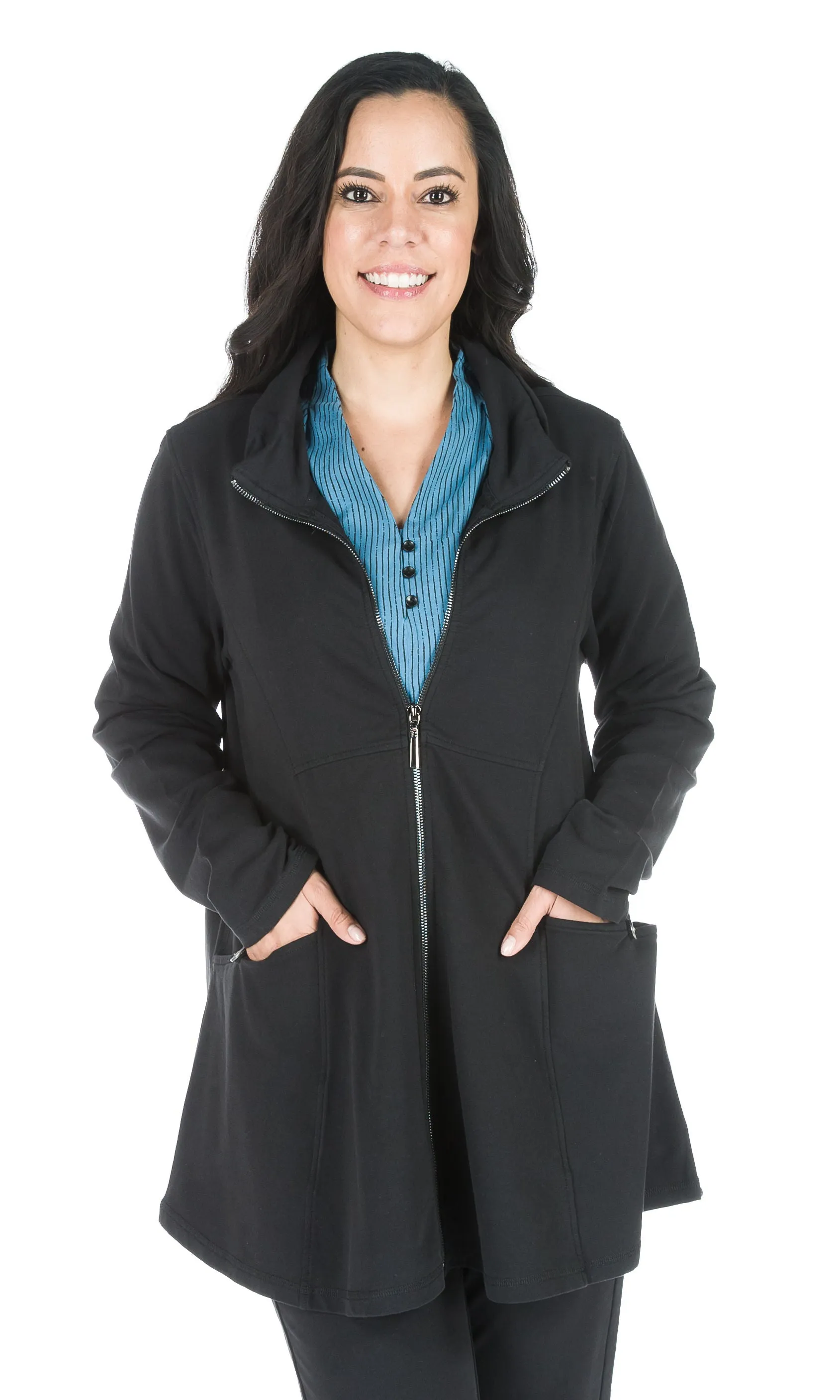 Zip-Front A-Line Jacket sold by Revolution Boutique