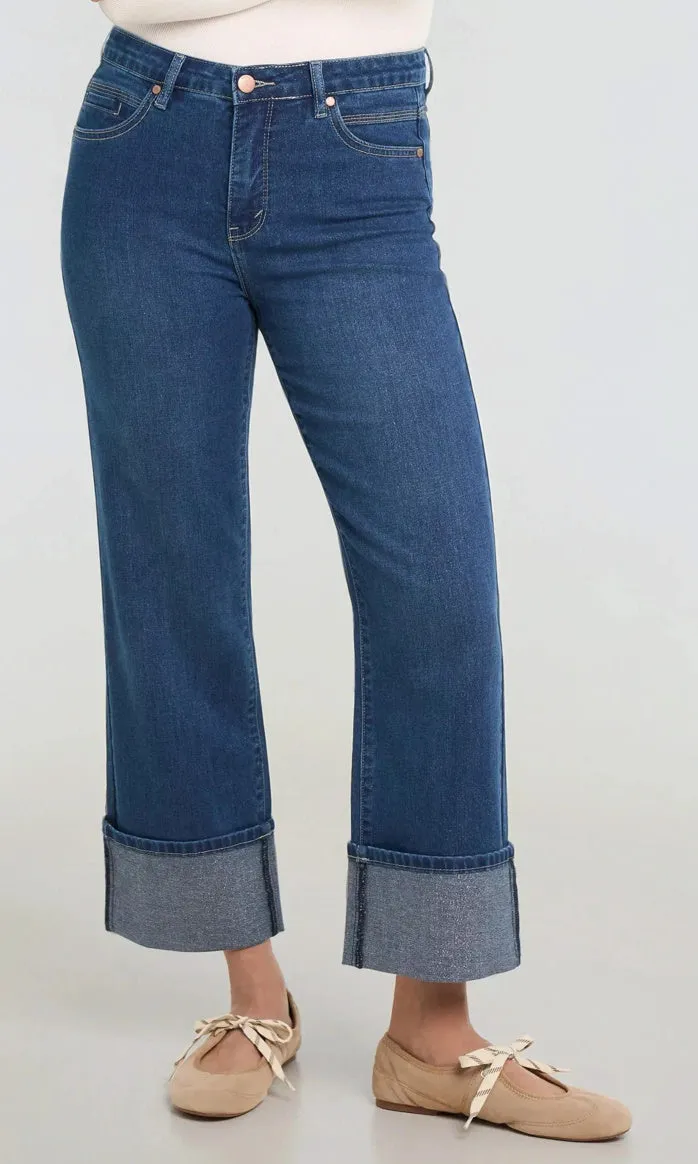 Cropped Wide Leg Cuffed Jeans sold by Revolution Boutique