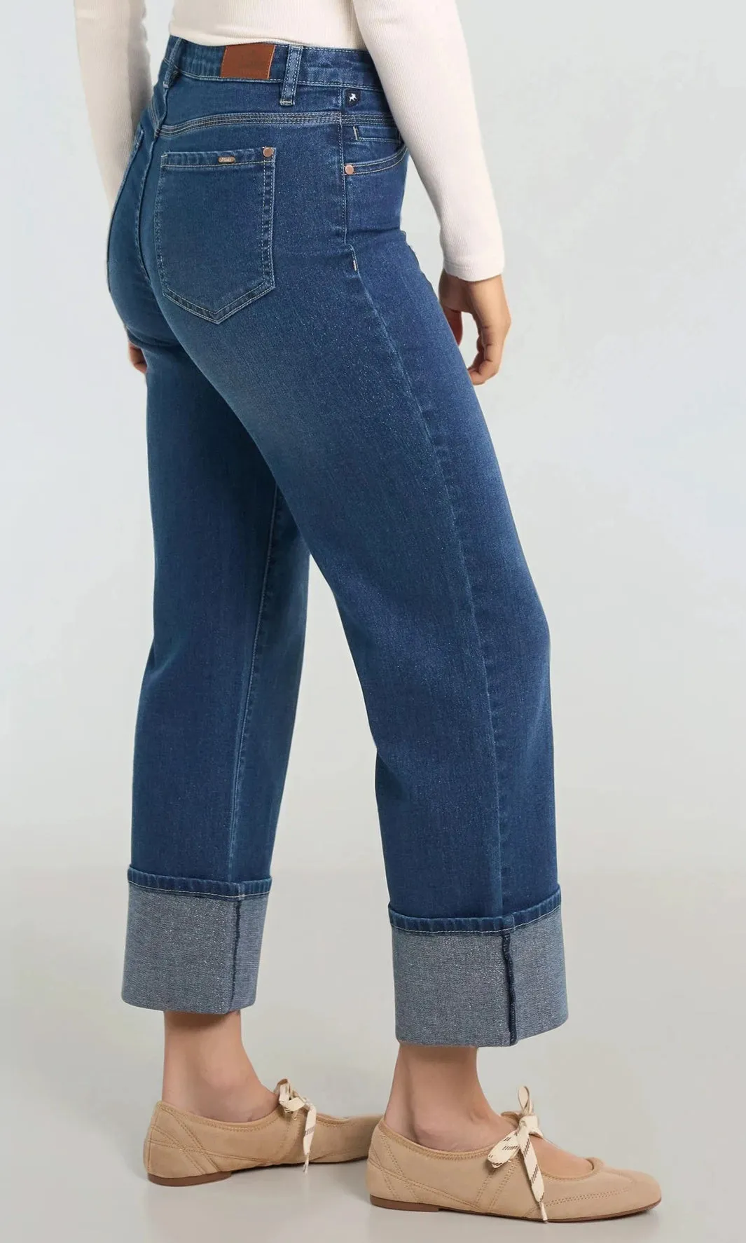 Cropped Wide Leg Cuffed Jeans sold by Revolution Boutique product image thumbnail 3