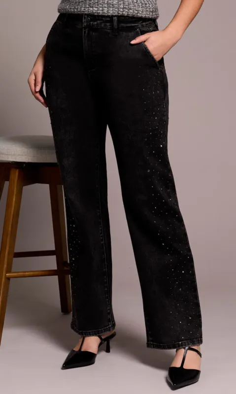 Rhinestone Detail Wide Leg Demin sold by Revolution Boutique
