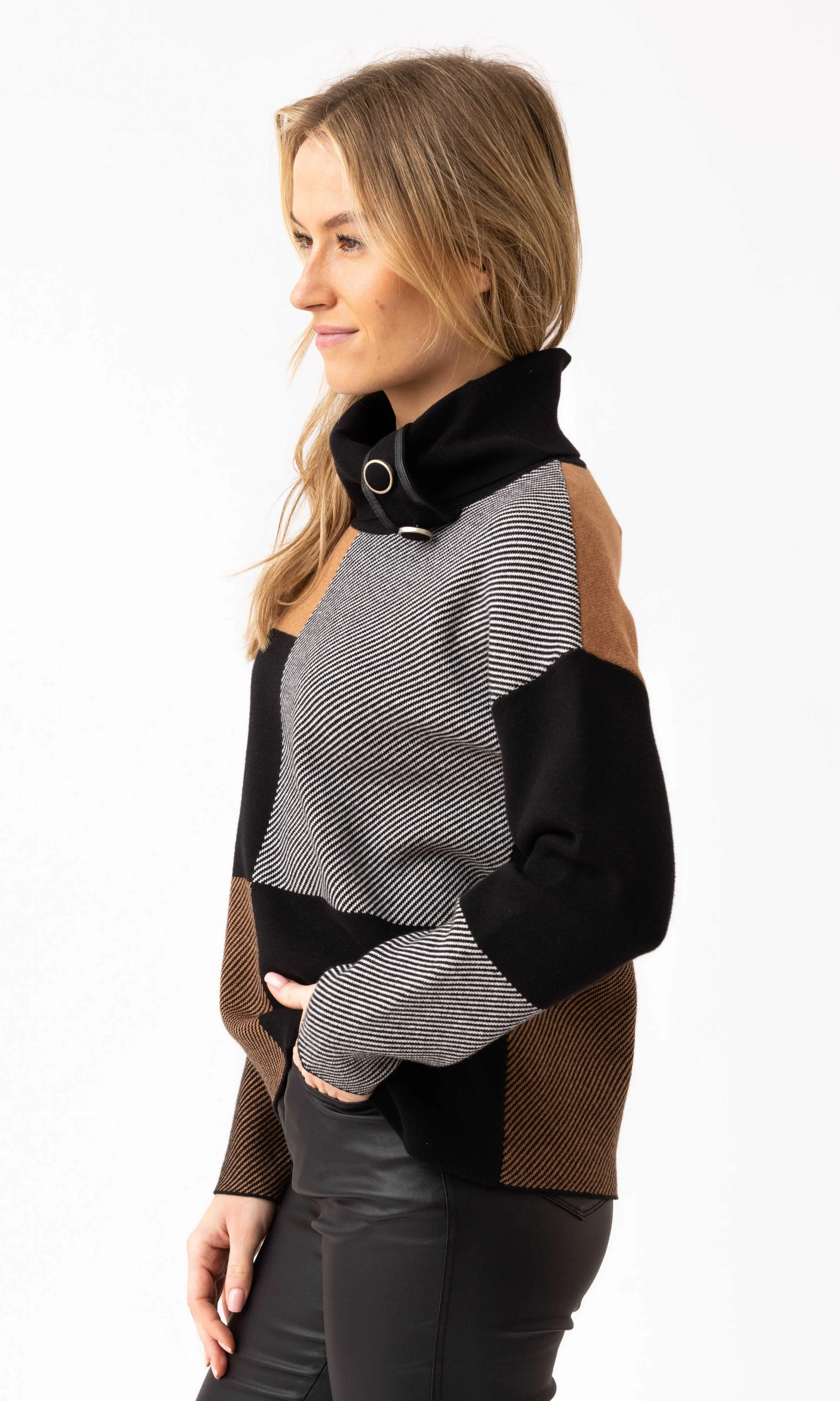 Buckle Detail Color-Block Sweater sold by Revolution Boutique product image thumbnail 3