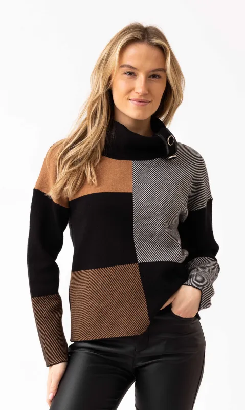 Buckle Detail Color-Block Sweater sold by Revolution Boutique