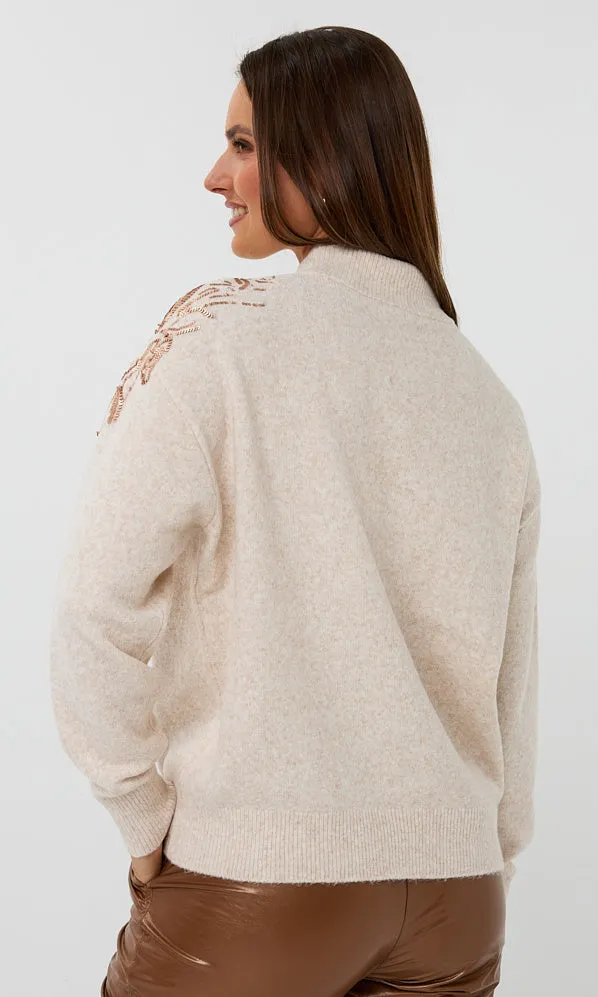 Sequin Floral Motif Soft Knit Sweater sold by Revolution Boutique product image thumbnail 2