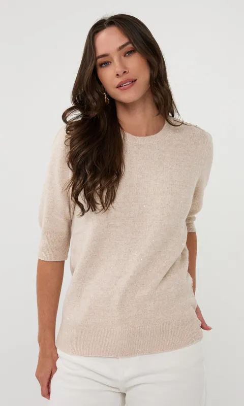 Sparkle Knit Elbow Sleeve Sweater sold by Revolution Boutique