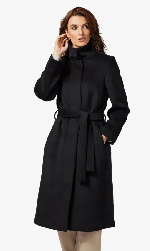Belted Hidden Button Long Coat made by Revolution Boutique