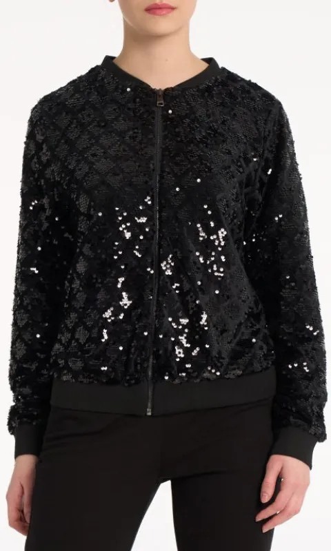 Sequin Bomber-Style Jacket sold by Revolution Boutique