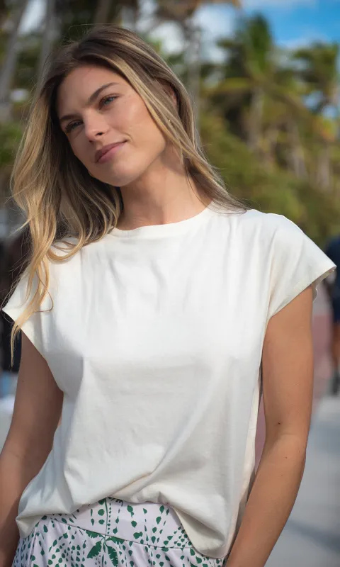 Cap Sleeve Crew Neck Tee sold by Revolution Boutique