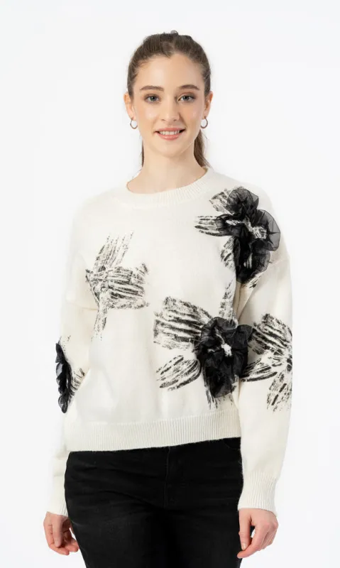 Chiffon Flower Sweater sold by Revolution Boutique